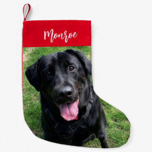 Black Lab Dog gepersonaliseerde huisdier foto en t Kleine Kerstsok