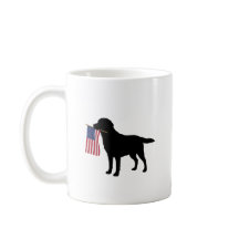 Black Lab Dog Holding Juli 4e Patriotic USA Flag