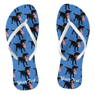 Black Lab Dog holding USA Flag, 4 juli aangepast Teenslippers