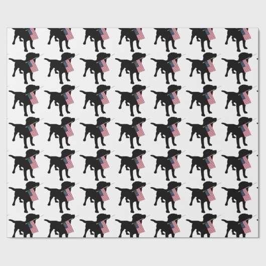 Black Lab Dog holding USA Flag, 4 juli Cadeaupapier (Vlak)