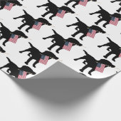 Black Lab Dog holding USA Flag, 4 juli Cadeaupapier (Hoek)