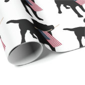 Black Lab Dog holding USA Flag, 4 juli Cadeaupapier (Rol Hoek)