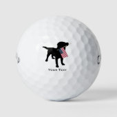 Black Lab Dog holding USA Flag, 4 juli Golfballen (Voorkant)