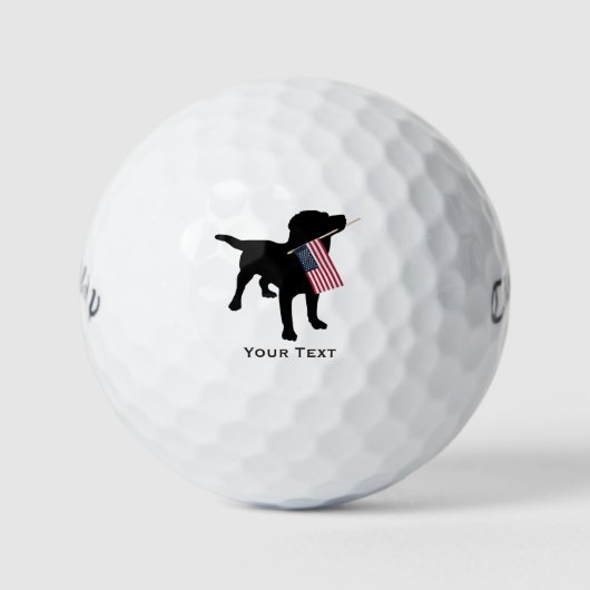 Black Lab Dog holding USA Flag, 4 juli Golfballen (Voorkant)