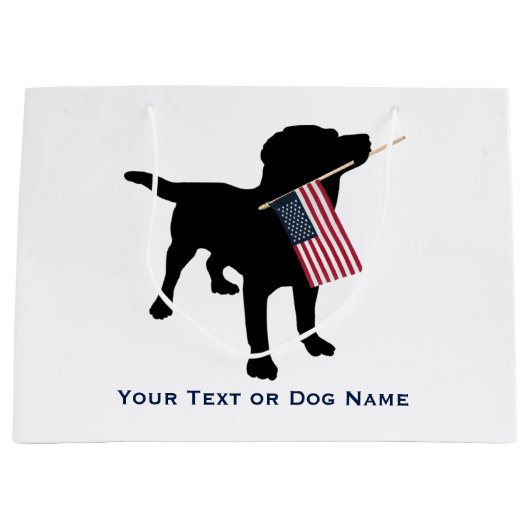 Black Lab Dog holding USA Flag, 4 juli Groot Cadeauzakje (Voorkant)