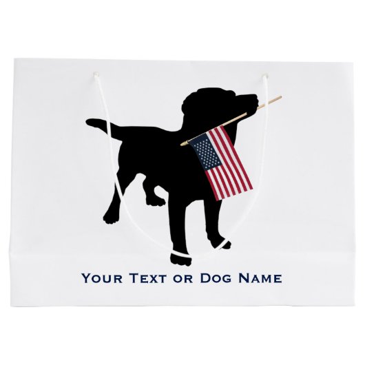 Black Lab Dog holding USA Flag, 4 juli Groot Cadeauzakje (Achterkant)