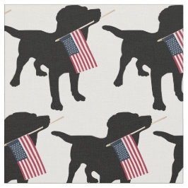 Black Lab Dog holding USA Flag, 4 juli Stof