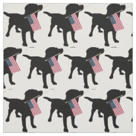 Black Lab Dog holding USA Flag, 4 juli Stof