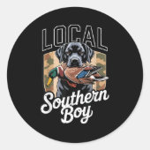 Black Lab Dog Local Southern Boy Camo Duck Hunting Ronde Sticker (Voorkant)
