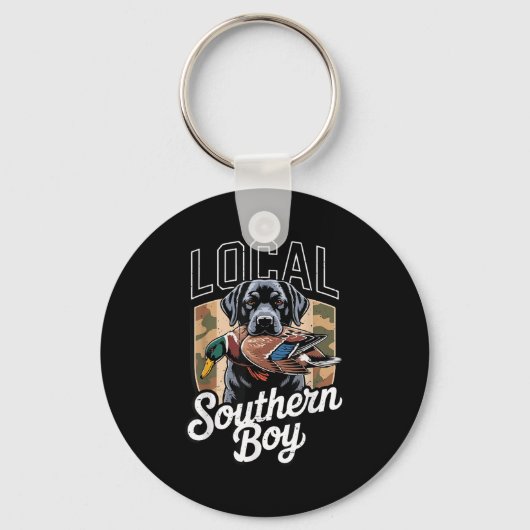 Black Lab Dog Local Southern Boy Camo Duck Hunting Sleutelhanger (Voorkant)