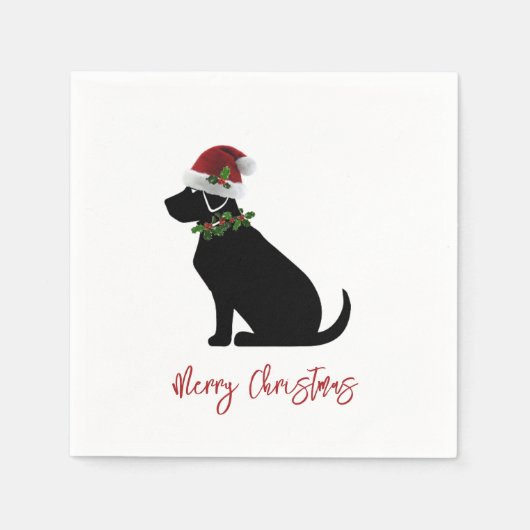 Black Lab Dog Merry Kerstkerstkerstkerstkerstkerst Servet (Voorkant)
