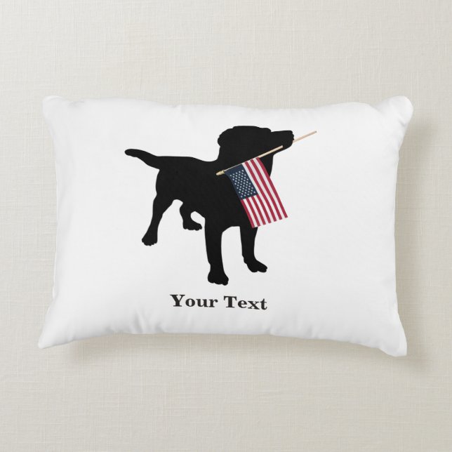 Black Lab Dog met Amerikaanse vlag, 4 juli Accent Kussen (Achterkant)