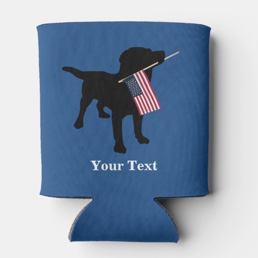 Black Lab Dog met Amerikaanse vlag, 4 juli Blikjeskoeler (Achterkant)