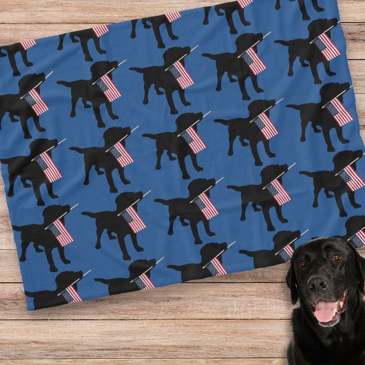 Black Lab Dog met Amerikaanse vlag, 4 juli Fleece Deken