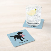 Black Lab Dog met Amerikaanse vlag, 4 juli Kartonnen Onderzetters (Insitu)