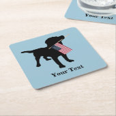 Black Lab Dog met Amerikaanse vlag, 4 juli Kartonnen Onderzetters (Schuin)