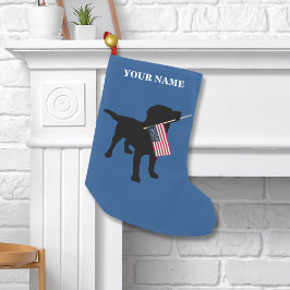 Black Lab Dog met Amerikaanse vlag, 4 juli Kleine Kerstsok