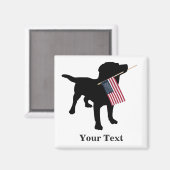 Black Lab Dog met Amerikaanse vlag, 4 juli Magneet (Voorkant / Achterkant)