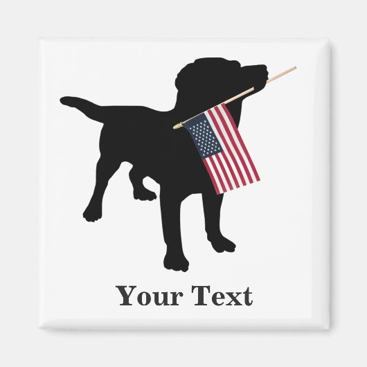Black Lab Dog met Amerikaanse vlag, 4 juli Magneet (Voorkant)