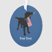 Black Lab Dog met Amerikaanse vlag, 4 juli Ornament (voorkant)