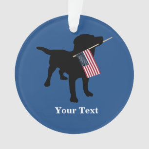 Black Lab Dog met Amerikaanse vlag, 4 juli Ornament