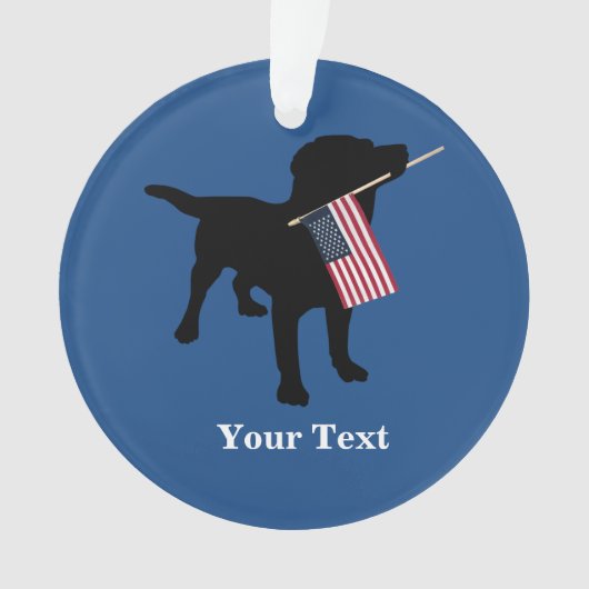 Black Lab Dog met Amerikaanse vlag, 4 juli Ornament (voorkant)