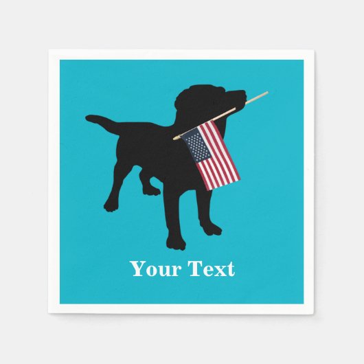 Black Lab Dog met Amerikaanse vlag, 4 juli Servetten (Voorkant)