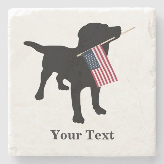 Black Lab Dog met Amerikaanse vlag, 4 juli Stenen Onderzetter (Voorkant)