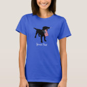 Black Lab Dog met Amerikaanse vlag, 4 juli T-shirt (Voorkant)