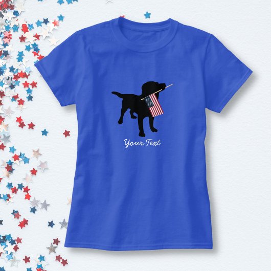 Black Lab Dog met Amerikaanse vlag, 4 juli T-shirt