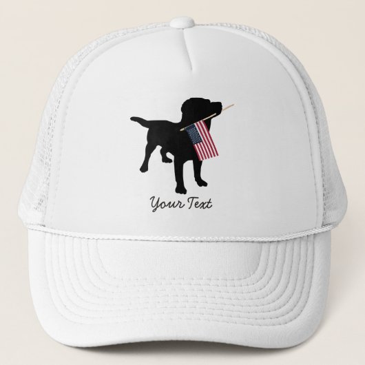 Black Lab Dog met Amerikaanse vlag, 4 juli Trucker Pet (Voorkant)