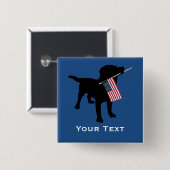 Black Lab Dog met Amerikaanse vlag, 4 juli Vierkante Button 5,1 Cm (Voorkant /achterkant)
