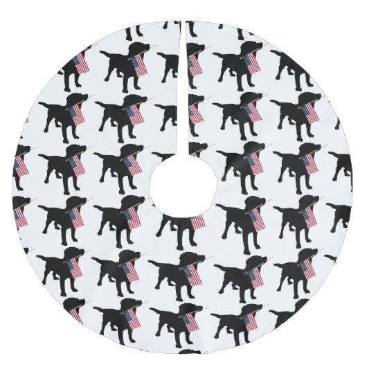 Black Lab Dog met Amerikaanse vlag, Kerstmis Kerstboom Rok (Voorkant)
