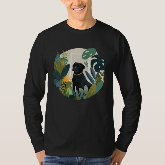 Black Lab Dog Mom and Plant T-shirt (Voorkant)
