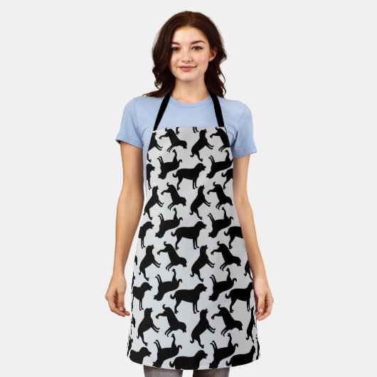 Black Lab Dog Pattern Apron Schort (Gedragen)