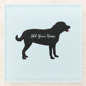 Black Lab Dog Persoonlijke naam Glazen Onderzetter (Voorkant)