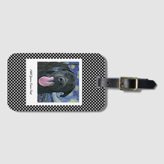 Black Lab Dog Pet Persoonlijke foto en tekst Bagagelabel (Voorkant (horizontaal))