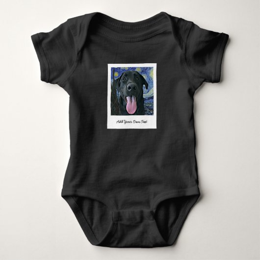 Black Lab Dog Pet Persoonlijke foto en tekst Romper (Voorkant)