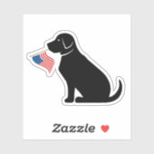 Black Lab Dog Silhouette American Flag USA Sticker (Vel)