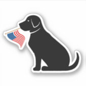 Black Lab Dog Silhouette American Flag USA Sticker (Voorkant)