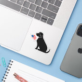 Black Lab Dog Silhouette American Flag USA Sticker (Laptop met iPhone)