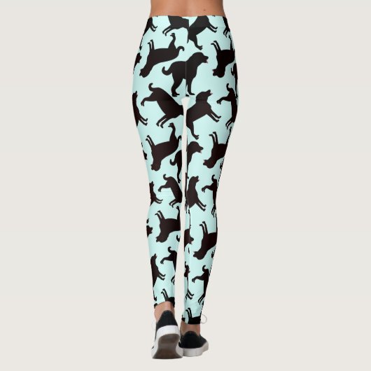 Black Lab Dog Silhouette Pattern Leggings (Achterkant)