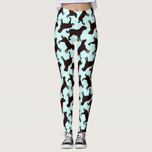 Black Lab Dog Silhouette Pattern Leggings (Voorkant)