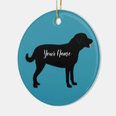Black Lab Dog Silhouette Persoonlijke naam Keramisch Ornament (Links)