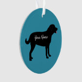 Black Lab Dog Silhouette Persoonlijke naam Ornament (voorkant)