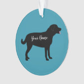 Black Lab Dog Silhouette Persoonlijke naam Ornament (voorkant)