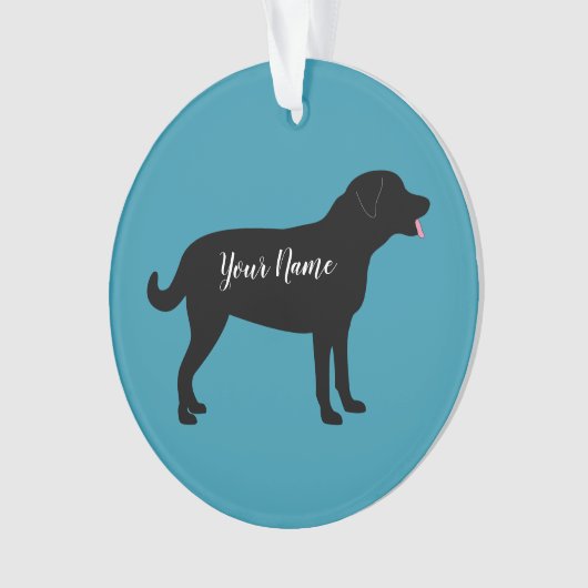 Black Lab Dog Silhouette Persoonlijke naam Ornament (voorkant)