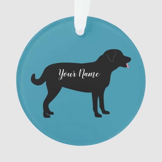 Black Lab Dog Silhouette Persoonlijke naam Ornament (voorkant)