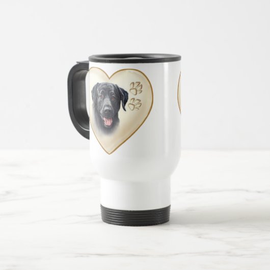 Black Lab Dog Travel Coffee Cup Reisbeker (Voorkant links)
