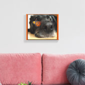 BLack Lab Dog with Butterfly Canvas Afdruk (Insitu (Woonkamer))